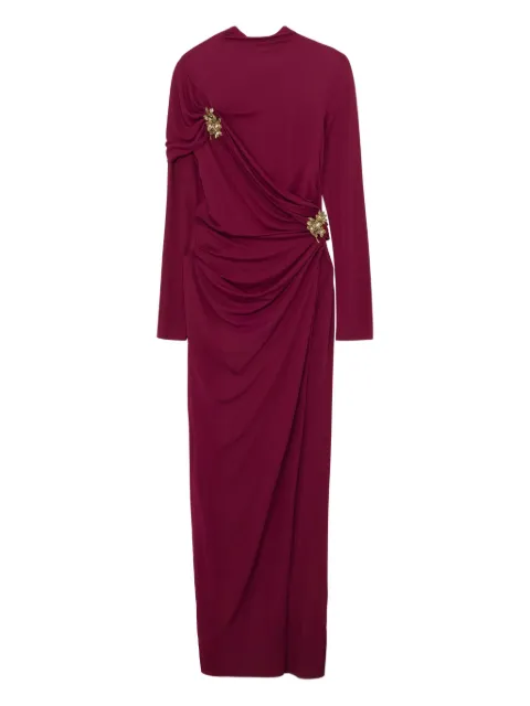 SIMKHAI Izadora draped jewel-embellished dress Red 5251012DCRNBRRY