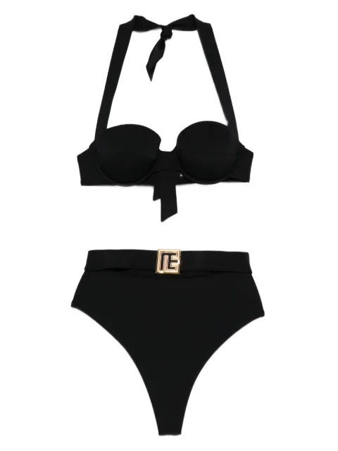 Balmain halterneck belted bikini Black BKBE42210