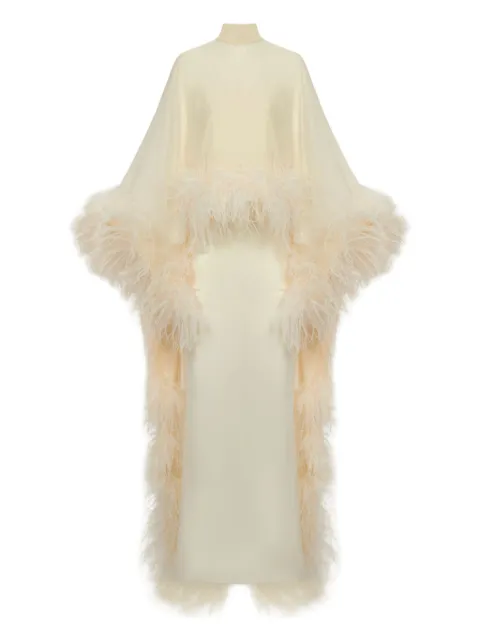 Taller Marmo feather-embellishment maxi dress Neutrals TMSS2517105