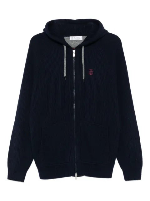Brunello Cucinelli zip-up hooded cardigan Blue M22704806GCW425