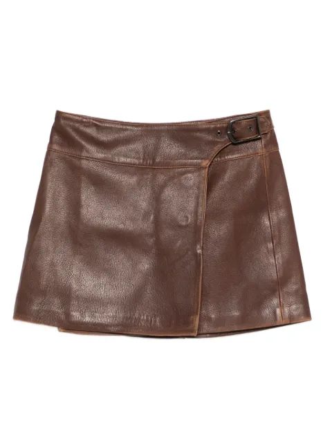 SIMKHAI buckled faux-leather mini skirt Brown 5253046LCHCLT