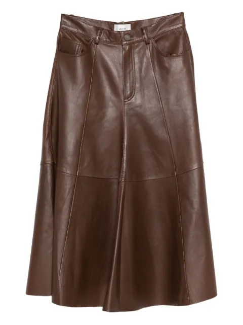 Haikure Serenity leather midi skirt Brown HEW08091PL002TP