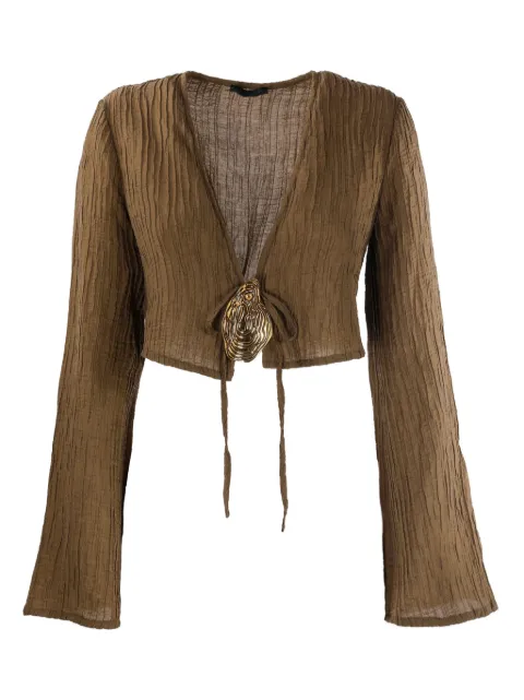 Hamoulet Hadar bell-sleeve embellished blouse Green HADAR
