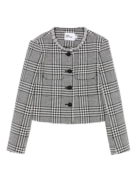 Self-Portrait houndstooth cropped jacket Black PF25111JBW