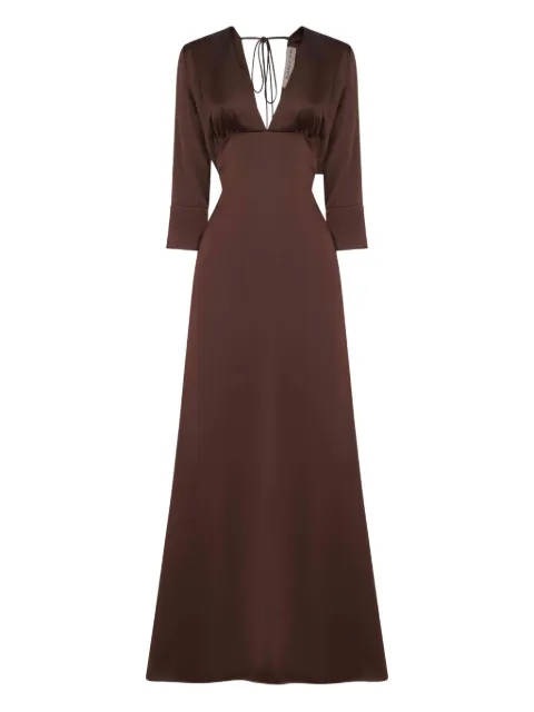 Blanca Vita neck-tie flared maxi dress Brown ALBOX1