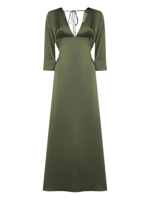 Blanca Vita neck-tie flared dress Green ALBOX1334