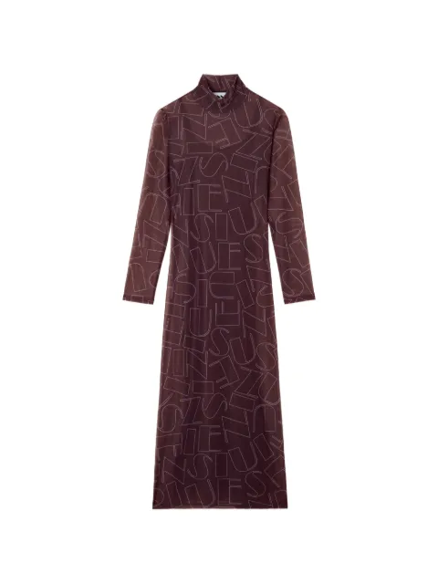 Sunnei long-sleeve sheer midi dress Brown RTWWDRE034NYL0767748CHOCOLATEPLUM