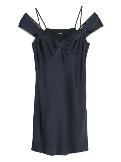 Theory off-shoulder draped mini dress Blue P0605606