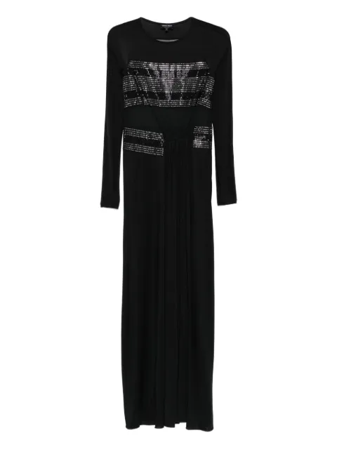 Giorgio Armani embellished mesh-panel midi dress Black GW001827AF18797