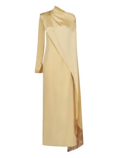 Taller Marmo Mounia draped fringe maxi dress Neutrals TMRA2508104