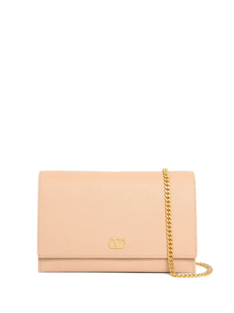 Valentino Garavani Vlogo signature grainy calfskin wallet with chain Neutrals WP0AT7SNP