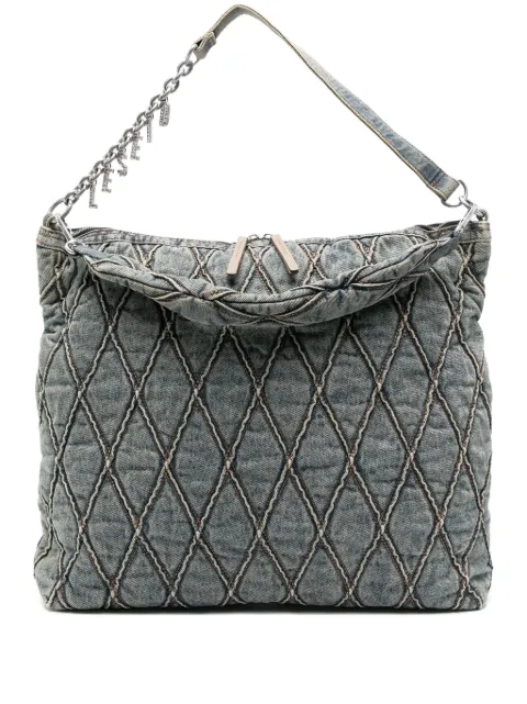 Diesel Charm-D quilted chain-embellished shoulder bag Blue X10363P5570