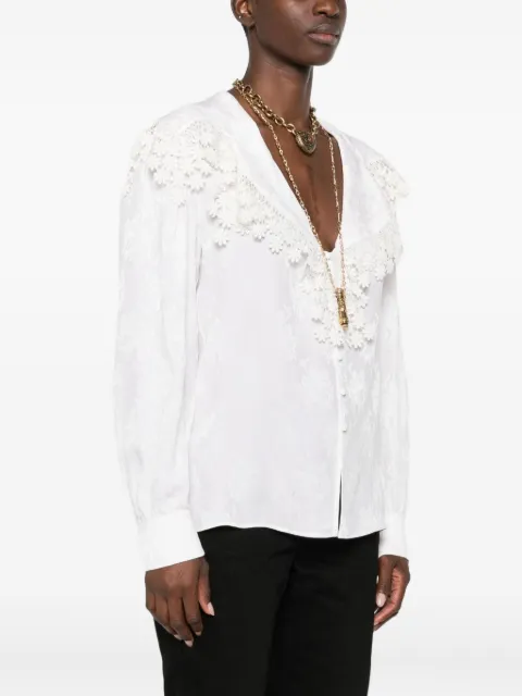 Chloé floral-lace trimmed shirt White CH25WHT15323