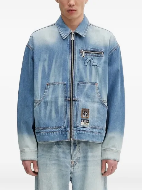 EVISU embossed-logo denim jacket Blue 2ESHTM5DJ1038