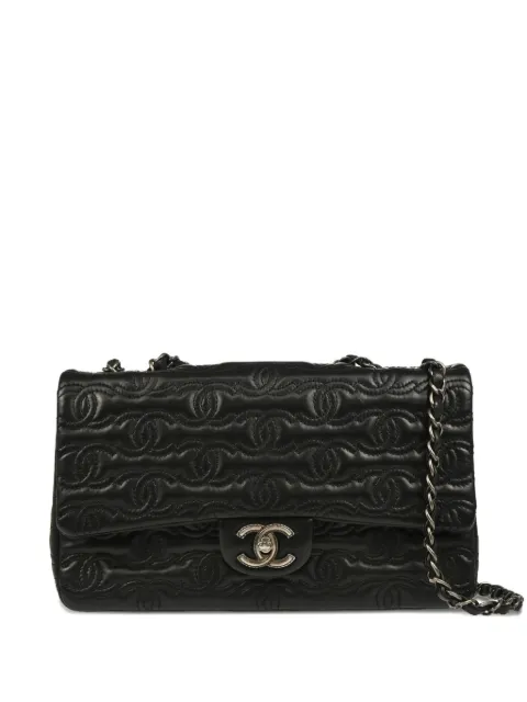 CHANEL Pre-Owned 2014 CC Stitch Single Flap shoulder bag Black 19885854