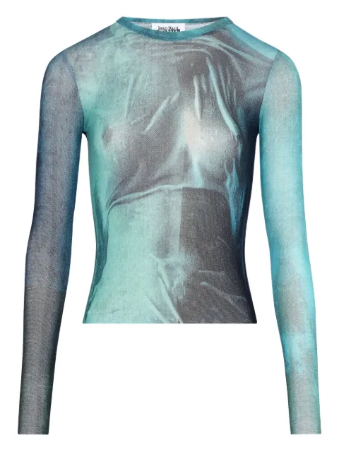 Jean Paul Gaultier Water print long-sleeved t-shirt Blue 2503WTO310M004P