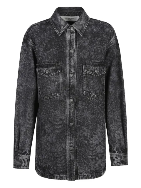 Golden Goose flower-print denim shirt Black GWP02351P002080