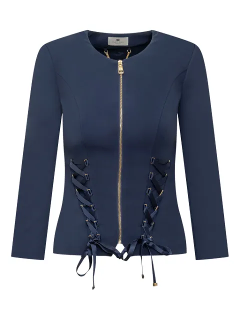 Elisabetta Franchi lace-up zip-front jacket Blue GI13551E2