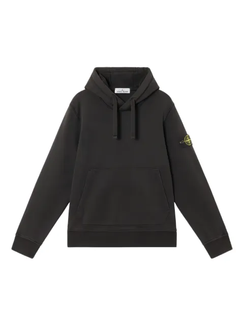 Stone Island logo-patch cotton hoodie Black K2S156100062S0051