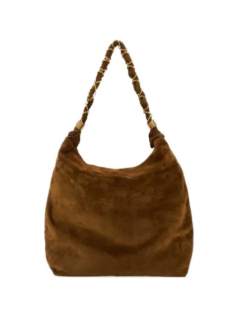 Saint Laurent Amalia braided-handle suede shoulder bag Brown 8347501U80W