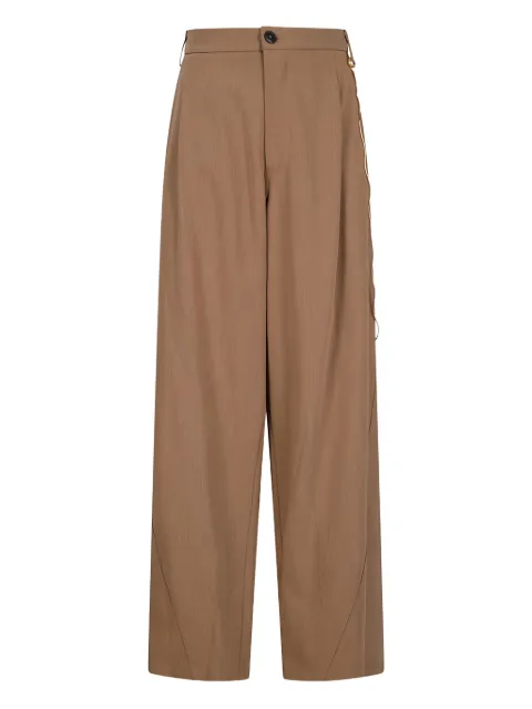 DARKPARK chain-embellished pleated trousers Brown WTR36SFAW44