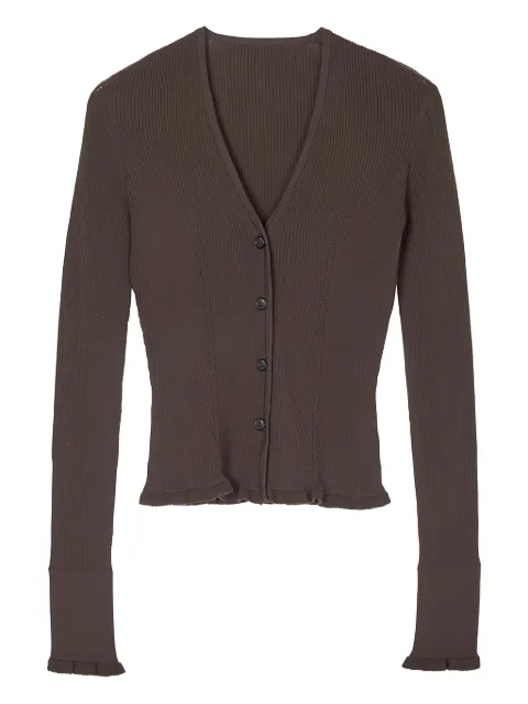 Cecilie Bahnsen Bessie ruffled cardigan Brown BESSIECARDIGANSEAMLESSKNITBROWN