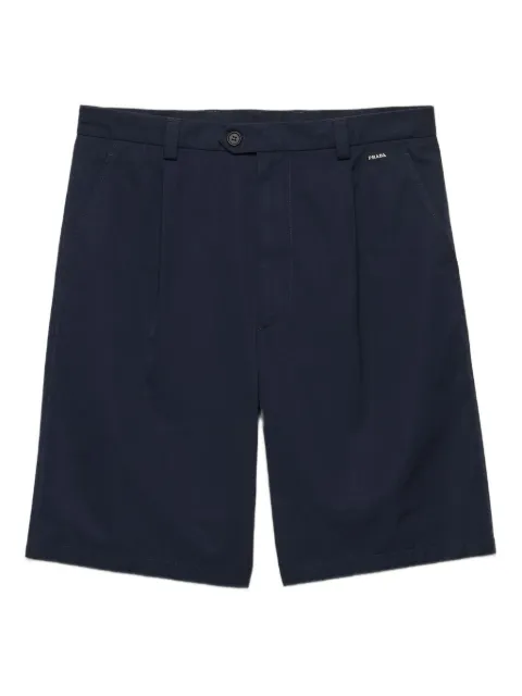 Prada logo-embroidered front-pleated shorts Blue SPH422SWMO1715