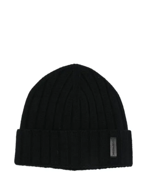 Emporio Armani ribbed wool beanie Black EM003748AF19897
