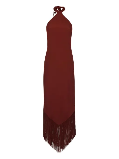 Taller Marmo halter-neck fringe dress Red TMPS2528707