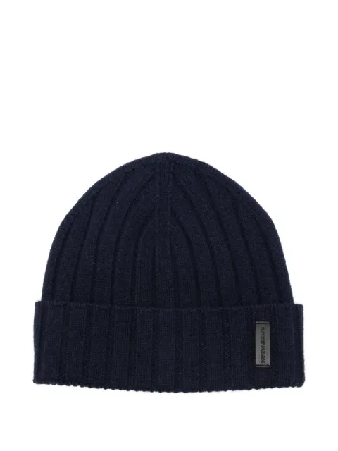 Emporio Armani ribbed cashmere beanie Blue EM003748AF19897