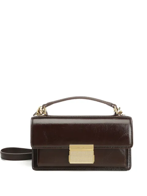Golden Goose Small Venezia Bag in dark brown laminated leather with gold details Brown GWA00468A000749