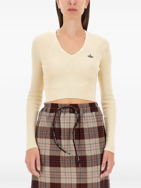 Vivienne Westwood V-neck logo-embroidery sweater White 1803004WY001VA408