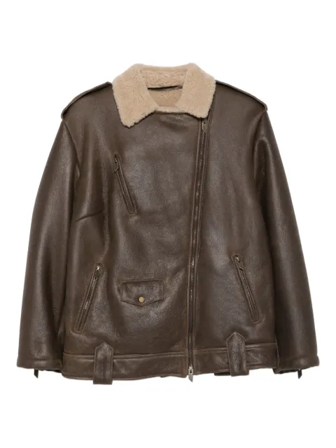 Salvatore Santoro leather zip-up jacket Brown 49086DASFLT