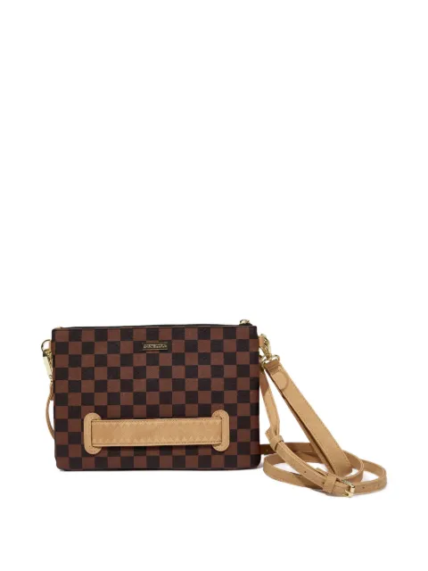 Sprayground Hennyville shark-checkered clutch bag Brown B7994910B7994NSZ