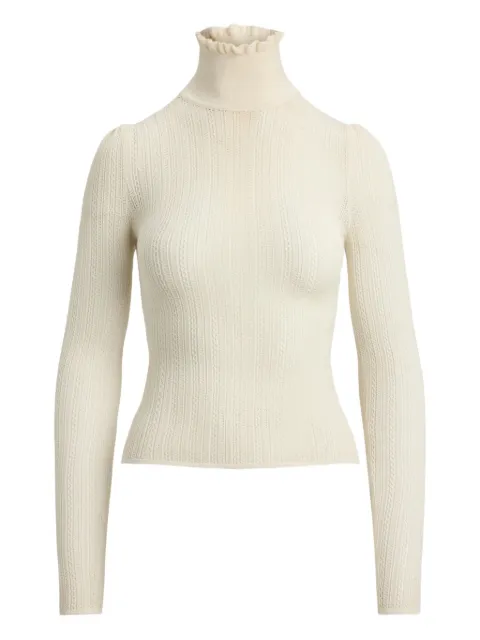 Ralph Lauren Collection ruffled-turtleneck sweater White 290P03985001