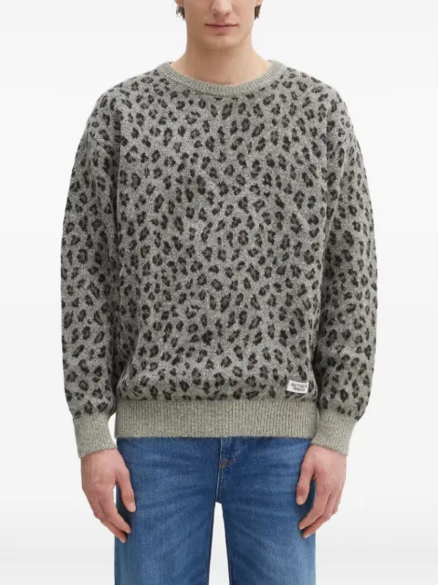 WACKO MARIA leopard-print crew-neck sweater Grey 25SSWMKK
