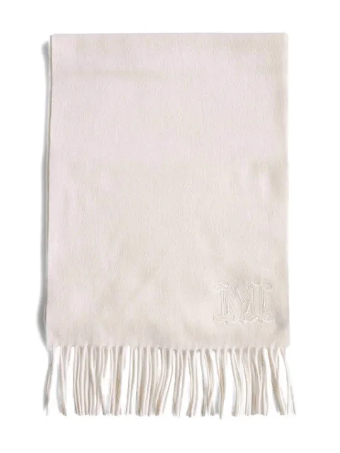 Max Mara embroidered-logo fringe scarf Neutrals 2524546311600