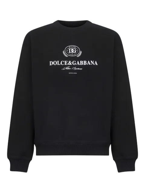 Dolce & Gabbana logo-print crew-neck sweater Black G9AHSZG7PBF