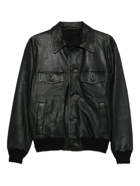 Salvatore Santoro collared leather jacket Black 49521UBLK