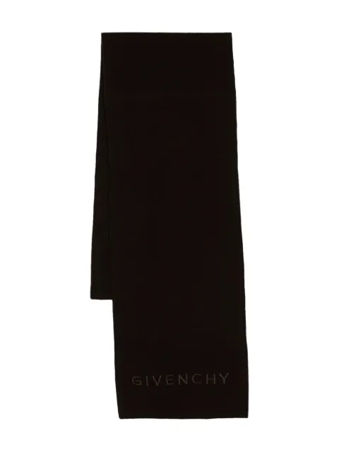 Givenchy logo-embroidered wool scarf Brown GV5025V379