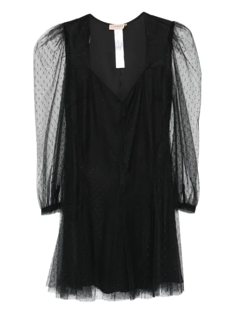 TWINSET polka-dot puff-sleeve mini dress Black 252TP2651