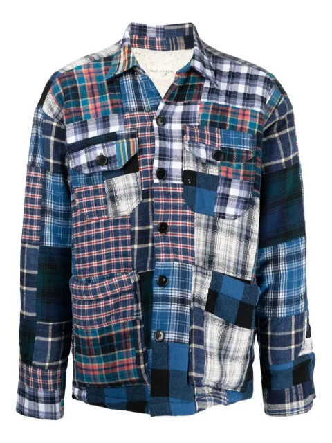 Greg Lauren patchwork cotton shirt jacket Blue CM599