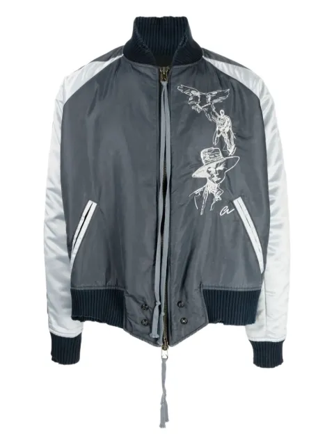 Greg Lauren embroidered bomber jacket Grey EM083