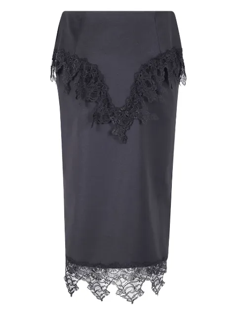 Blumarine lace-trimmed pencil midi skirt Black A522G268A