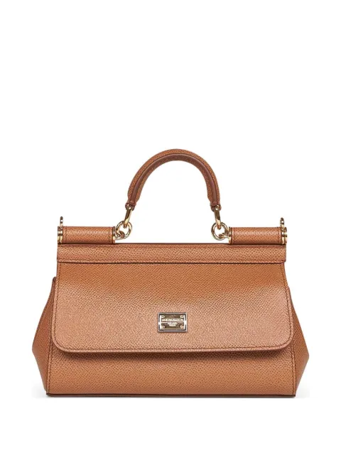 Dolce & Gabbana mini Sicily handbag in Dauphine calfskin Brown BB7116B1001