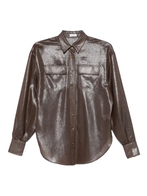 Brunello Cucinelli metallic-effect button-down shirt Brown MB150NC106C3185