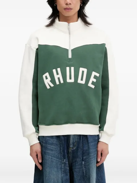 RHUDE embroidered colour-block half-zip sweatshirt Green RHSS25SW01012