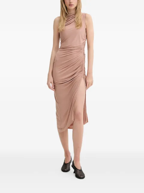 Rick Owens Lilies draped ruched midi dress Pink LI01E4524RV