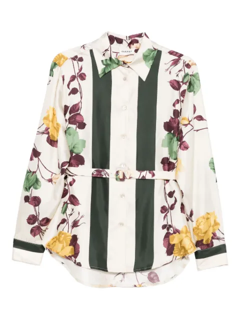 P.A.R.O.S.H. rose-print belted shirt Neutrals SERISD381270