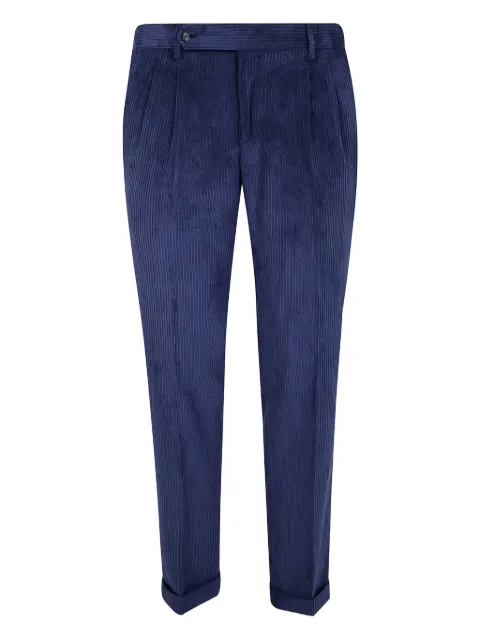 Barba pleated corduroy trousers Blue FIRENZE51024